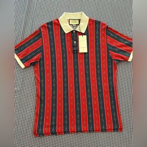 Gucci Men's Polo Shirt in Red and Navy